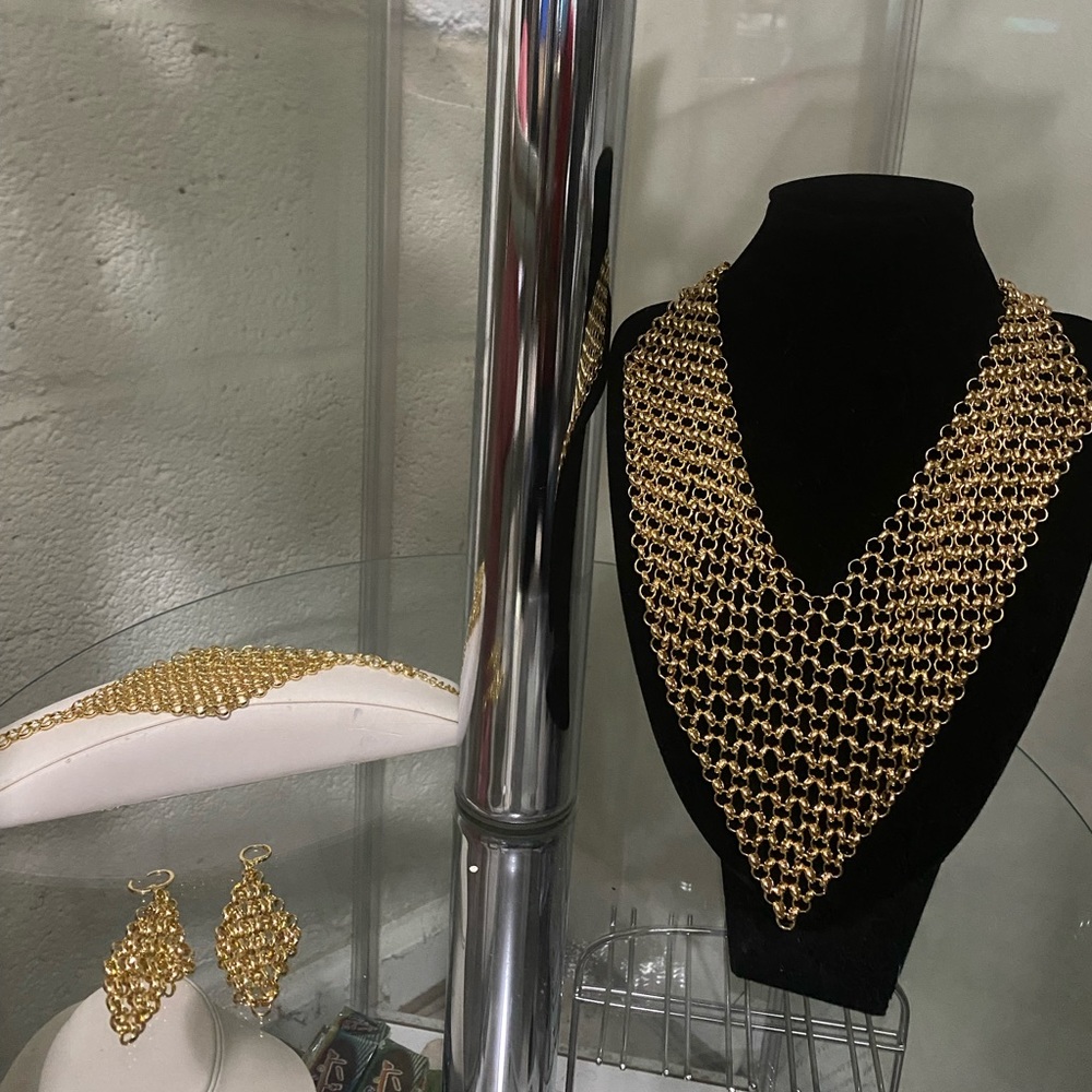 Whole set of earrings, bracelet, and necklace